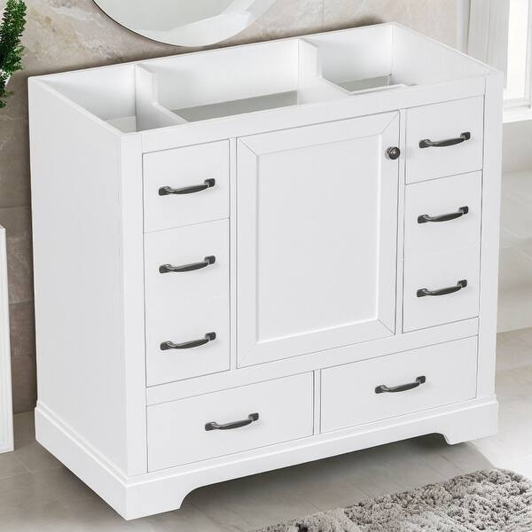 36" Bathroom Vanity without Sink With Six Drawers, MultiFunctional Drawer Divider and